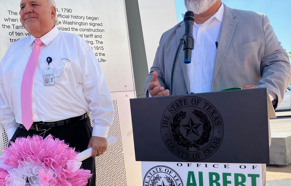 Bexar County Tax Assessor-Collector’s Office  Raises Courage Flag in Honor of Breast Cancer Awareness Month